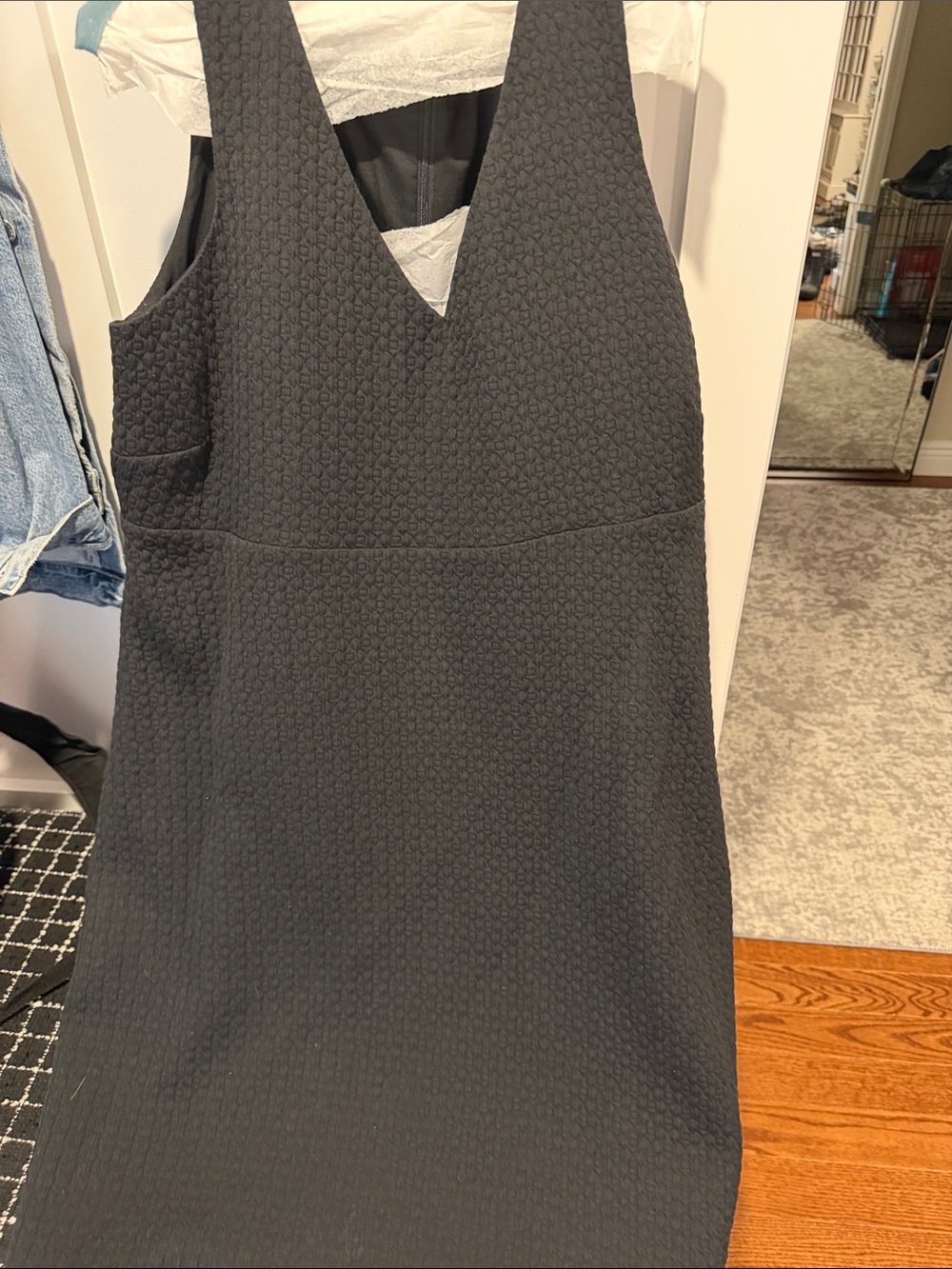 Classic Black Textured V-Neck Women's Dress- maternity size 18